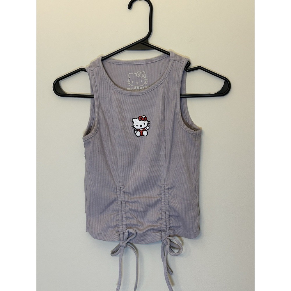 Y2K Hello Kitty Women's Tank Top T-Shirt Size XS Lilac Embroidered